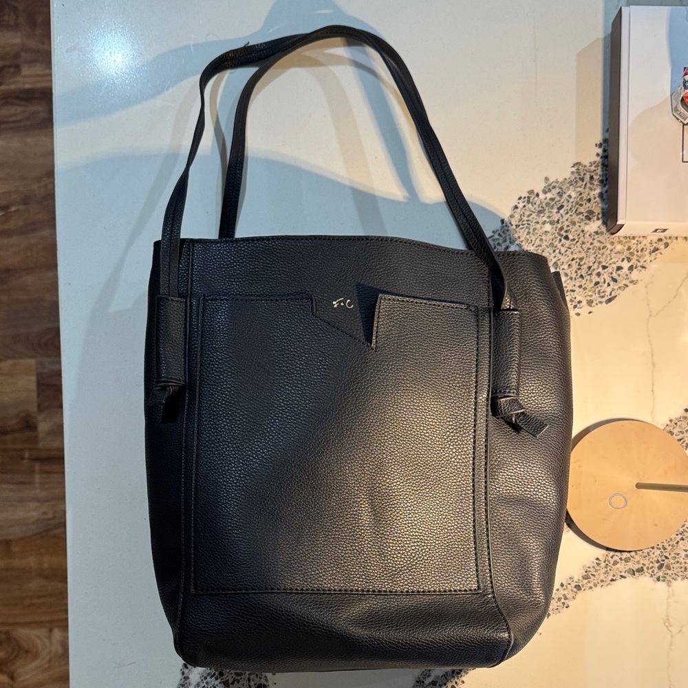 Foley + Corinna Black Vegan Leather Slumber Tote Bag